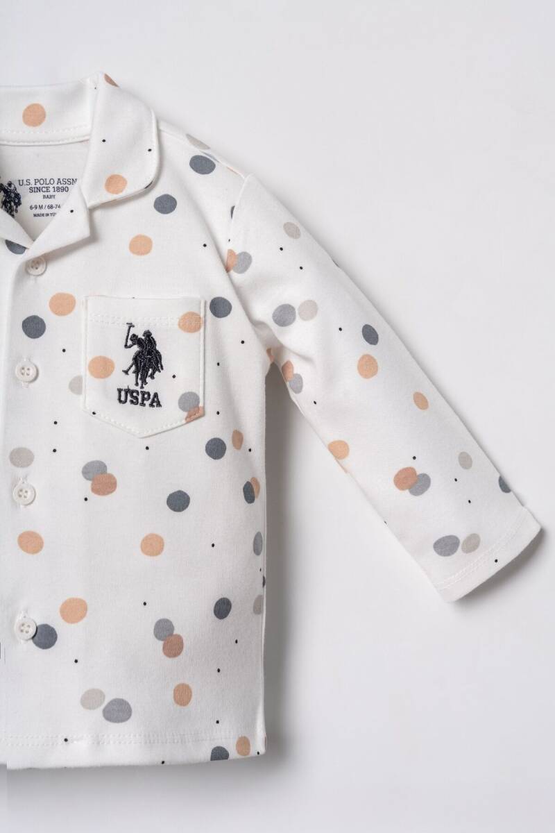 U.S. Polo Assn. Erkek Bebek %100 Pamuk Beyaz Gömlek Pijama Takımı USB3107-C-V1 - 5