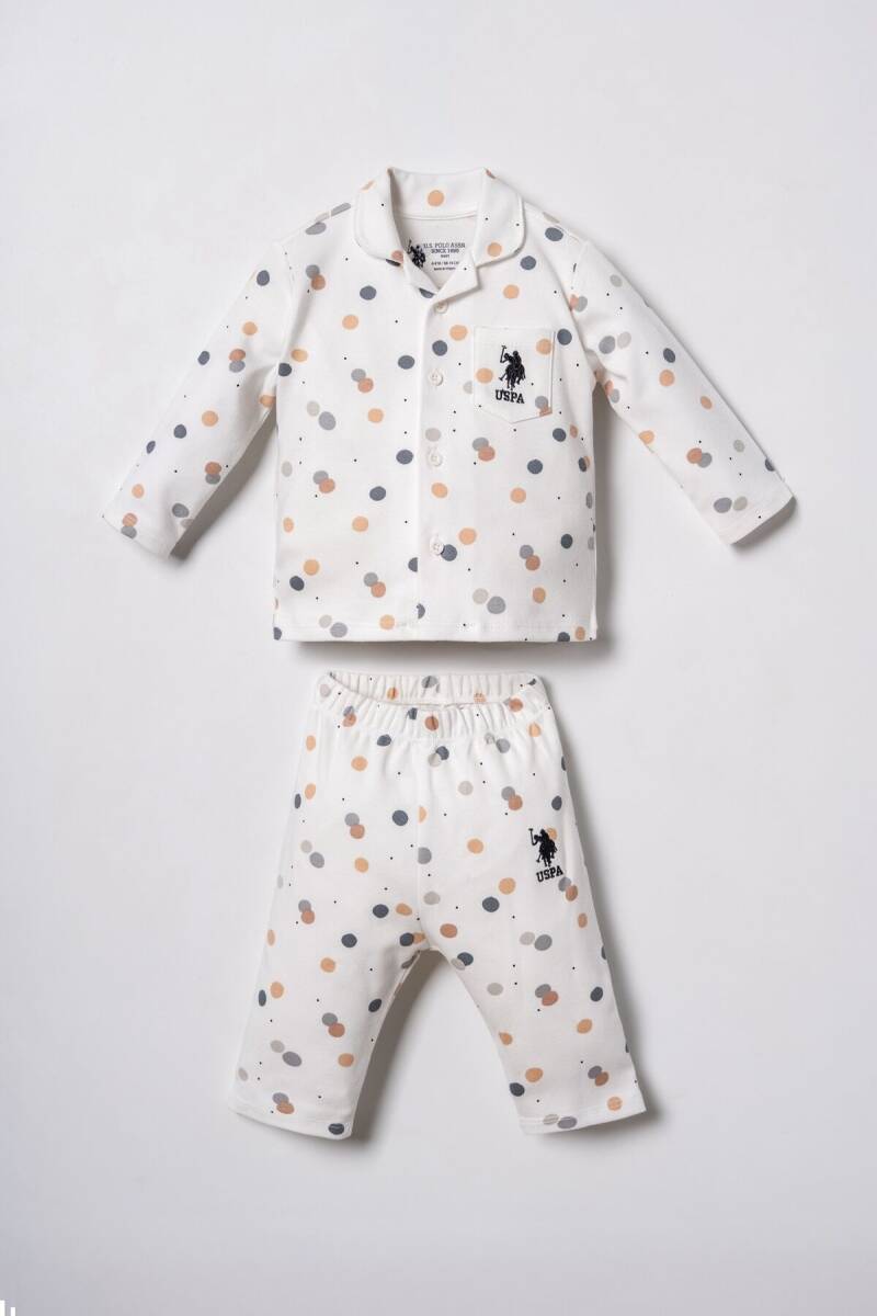 U.S. Polo Assn. Erkek Bebek %100 Pamuk Beyaz Gömlek Pijama Takımı USB3107-C-V1 - 1