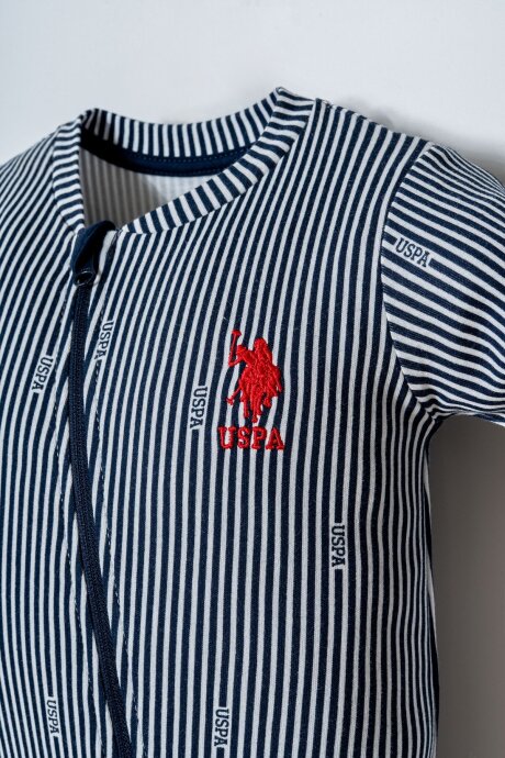 U.S. Polo Assn. Erkek Bebek %100 Pamuk Gömlek Yaka Nakışlı Yazlık Regular Fit Lacivert Tulum USB2862-C-V1 (1)