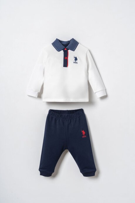 U.S. Polo Assn. Erkek Bebek %100 Pamuk Beyaz Uzun Kol Pijama Takım USB3195-C-V3