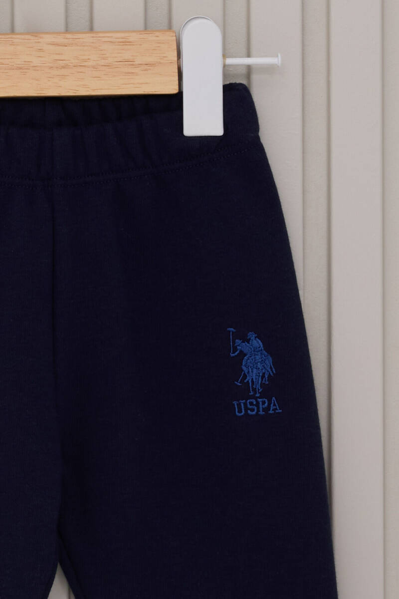 U.S. Polo Assn. Erkek Bebek Pamuklu Bisiklet Yaka Pigment Baskılı Kışlık Regular Fit Mavi Bebek Takımı USB2054-C-V2 - 3