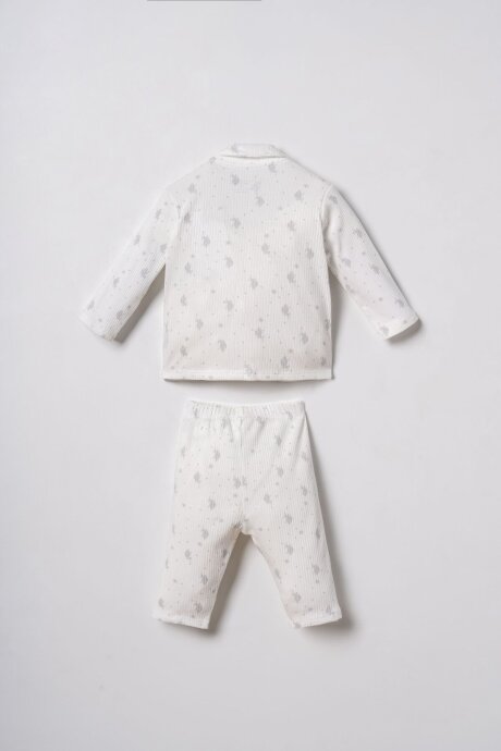 U.S. Polo Assn. Erkek Bebek %100 Pamuk Desenli Beyaz Gömlek Pijama Takımı USB3111-C-V1 - 4