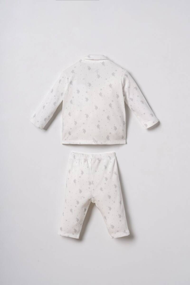 U.S. Polo Assn. Erkek Bebek %100 Pamuk Desenli Beyaz Gömlek Pijama Takımı USB3111-C-V1 - 4