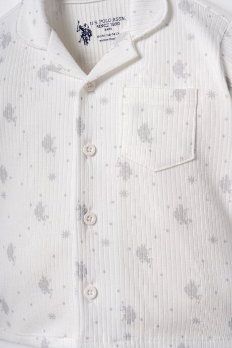 U.S. Polo Assn. Erkek Bebek %100 Pamuk Desenli Beyaz Gömlek Pijama Takımı USB3111-C-V1 - 2