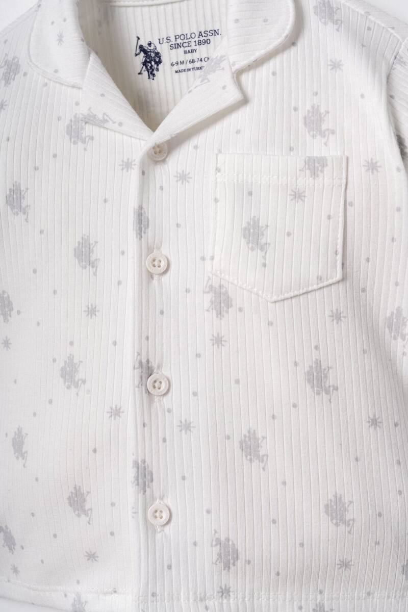 U.S. Polo Assn. Erkek Bebek %100 Pamuk Desenli Beyaz Gömlek Pijama Takımı USB3111-C-V1 - 2