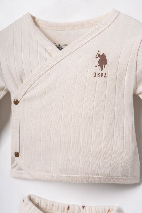 U.S. Polo Assn. Erkek Bebek %100 Pamuk Falling Leaves Beyaz Hastane Çıkışı 5’Li Set USB3101-C-V1 (1)