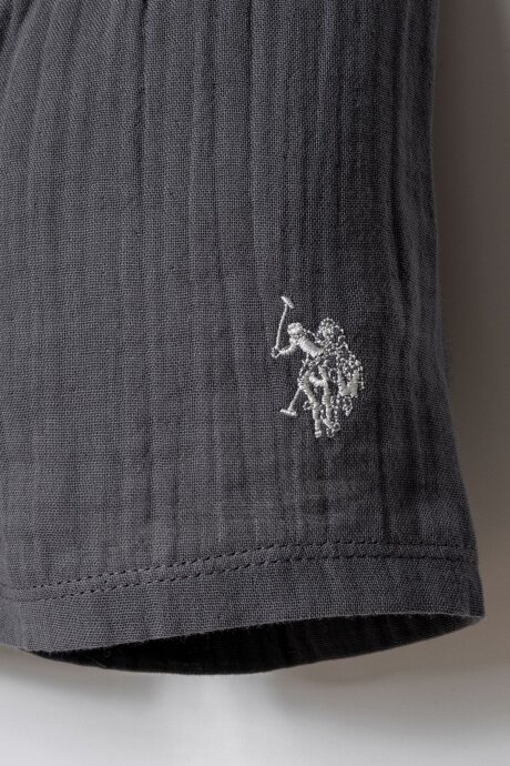 U.S. Polo Assn. Erkek Bebek %100 Pamuk Hakim Yaka Nakışlı Yazlık Regular Fit Gri Bebek Takımı USB2882-C-V2 - 5