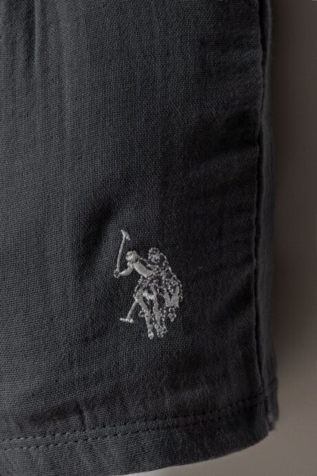 U.S. Polo Assn. Erkek Bebek %100 Pamuk Gömlek Yaka Nakışlı Yazlık Regular Fit Gri Bebek Takımı USB2883-C-V2 - 5