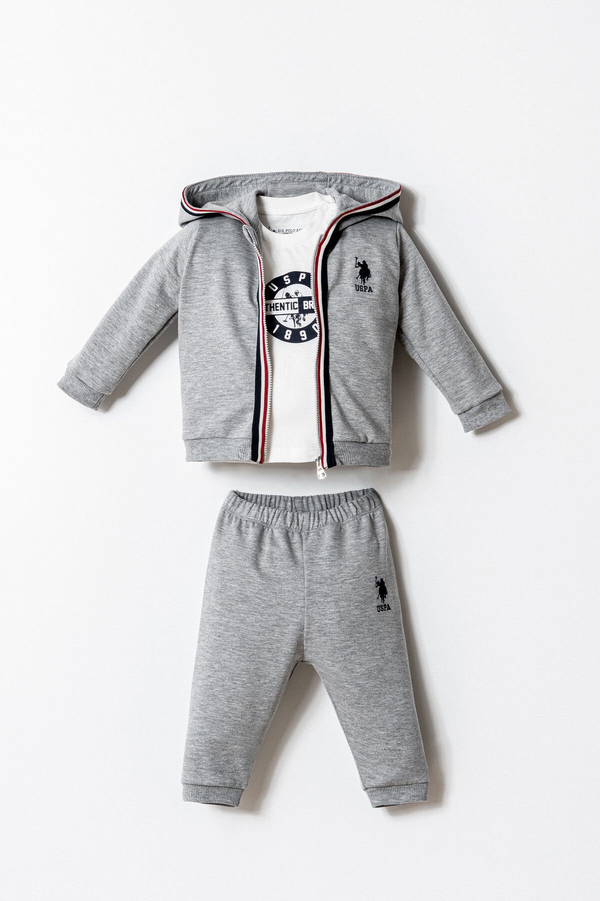 U.S. Polo Assn. Erkek Bebek Gri 3'Lü Takım