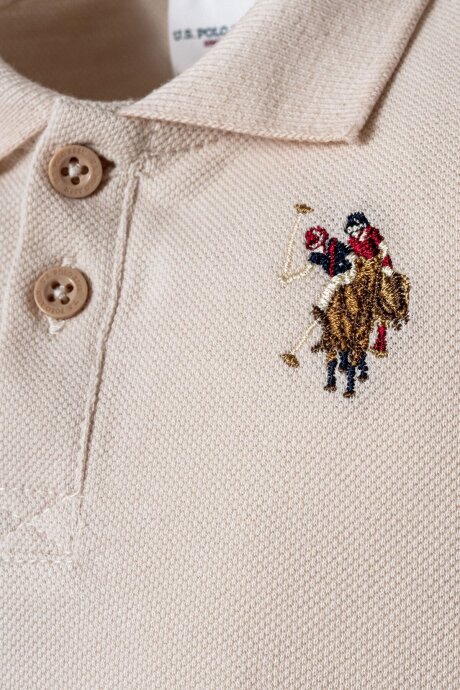 U.S. Polo Assn. Erkek Bebek Polo Yaka Nakışlı Yazlık Regular Fit Kahverengi Bebek Takımı USB2885-C-V5 (1)