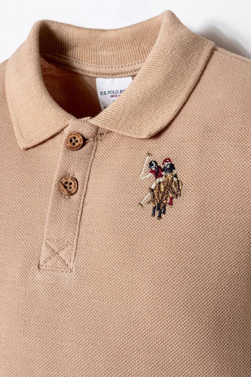 U.S. Polo Assn. Erkek Bebek Polo Yaka Nakışlı Yazlık Regular Fit Kahverengi Bebek Takımı USB2919-C-V1 - 2