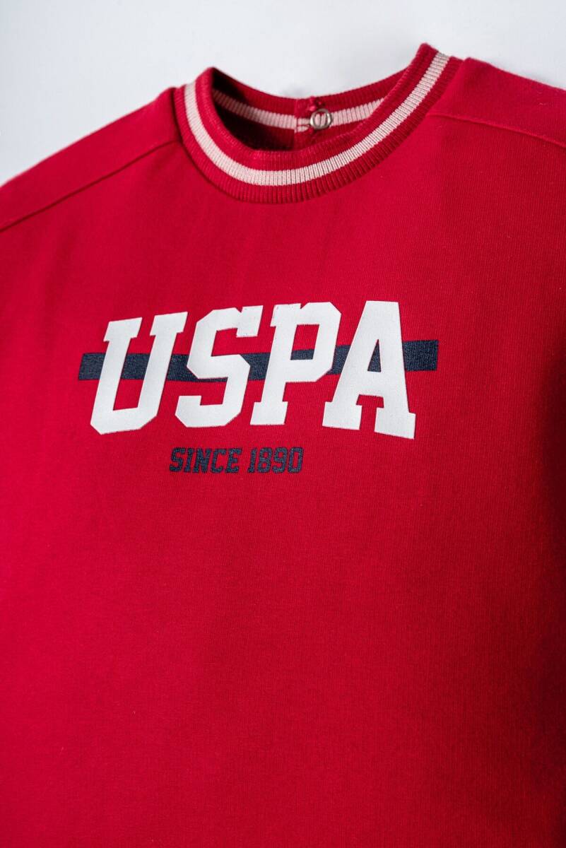 U.S. Polo Assn. Erkek Bebek Pamuklu Bisiklet Yaka Nakışlı Yazlık Regular Fit Kırmızı Bebek Takımı USB2865-C-V2 - 2