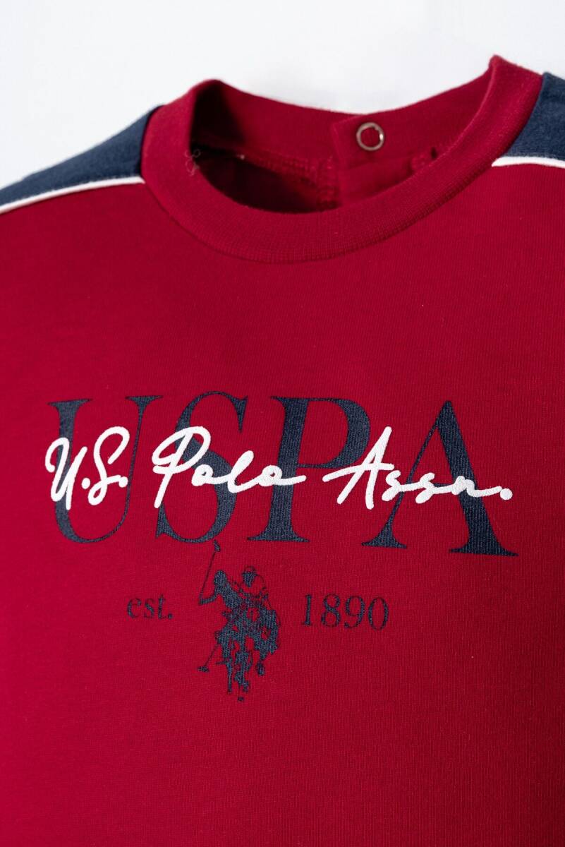 U.S. Polo Assn. Erkek Bebek Bisiklet Yaka Nakışlı Yazlık Regular Fit Kırmızı Bebek Takımı USB2905-C-V2 - 2