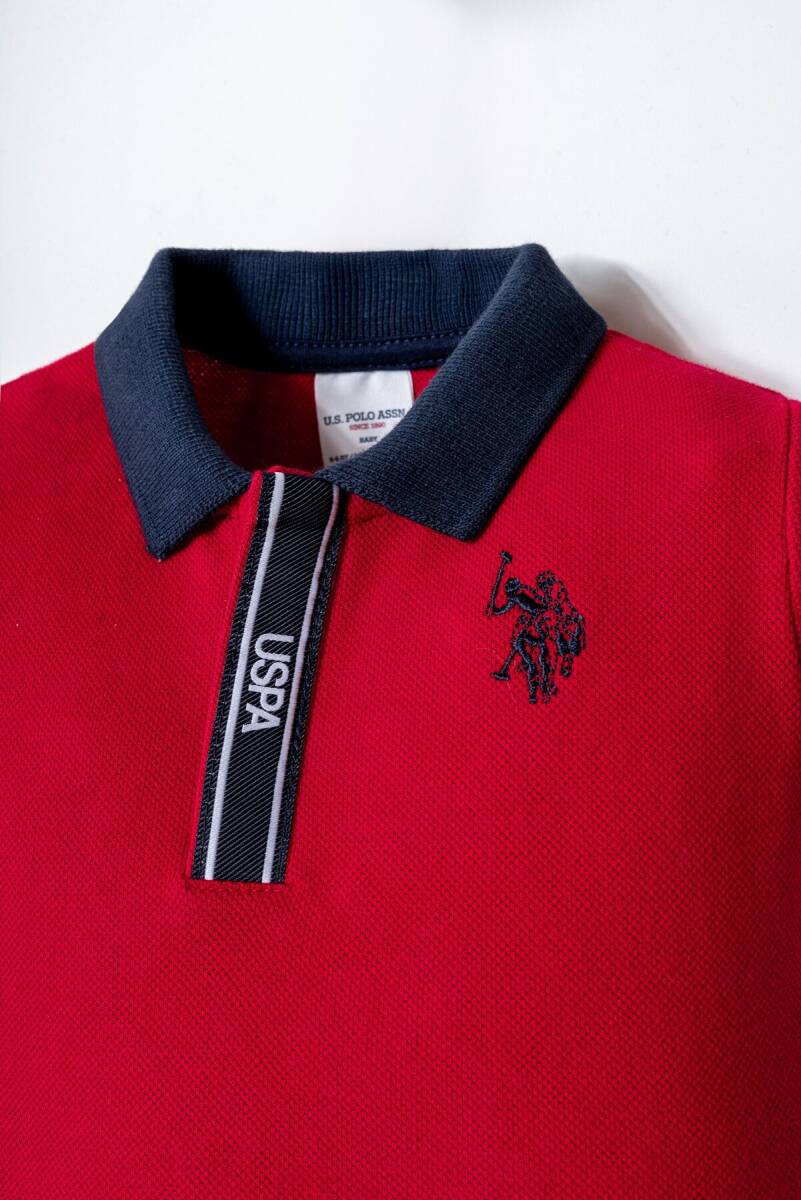 U.S. Polo Assn. Erkek Bebek %100 Pamuk Polo Yaka Nakışlı Yazlık Regular Fit Kırmızı Bebek Takımı USB2915-C-V2 - 2