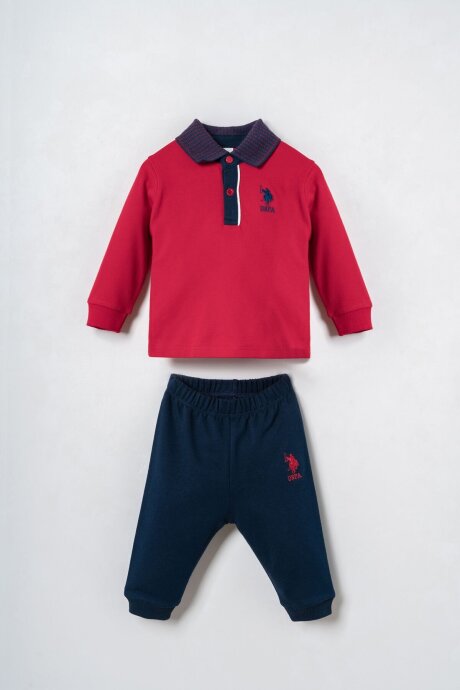 U.S. Polo Assn. Erkek Bebek %100 Pamuk Kırmızı Uzun Kol Pijama Takım USB3195-C-V2 