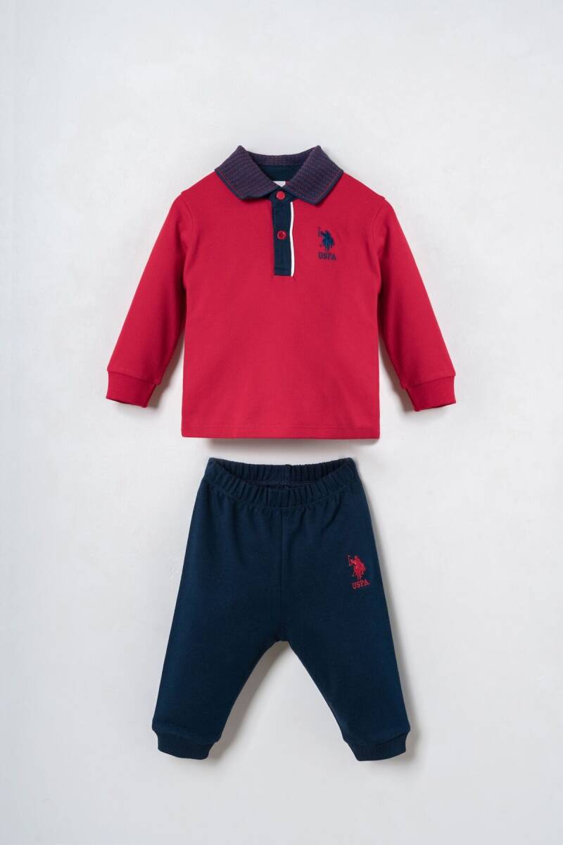 U.S. Polo Assn. Erkek Bebek %100 Pamuk Kırmızı Uzun Kol Pijama Takım USB3195-C-V2 - 1