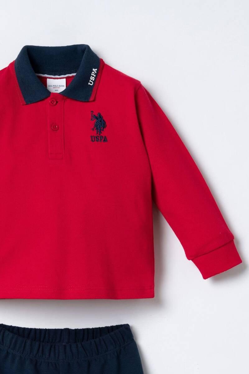 U.S. Polo Assn. Erkek Bebek %100 Pamuk Kırmızı Uzun Kol Pijama Takım USB3196-C-V3 - 2