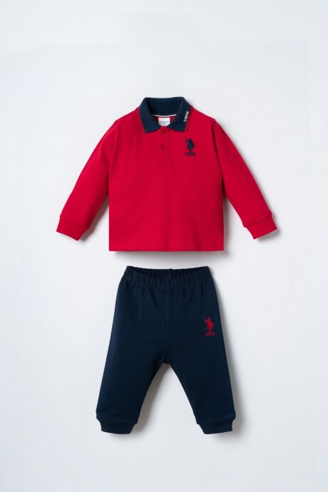 U.S. Polo Assn. Erkek Bebek %100 Pamuk Kırmızı Uzun Kol Pijama Takım USB3196-C-V3