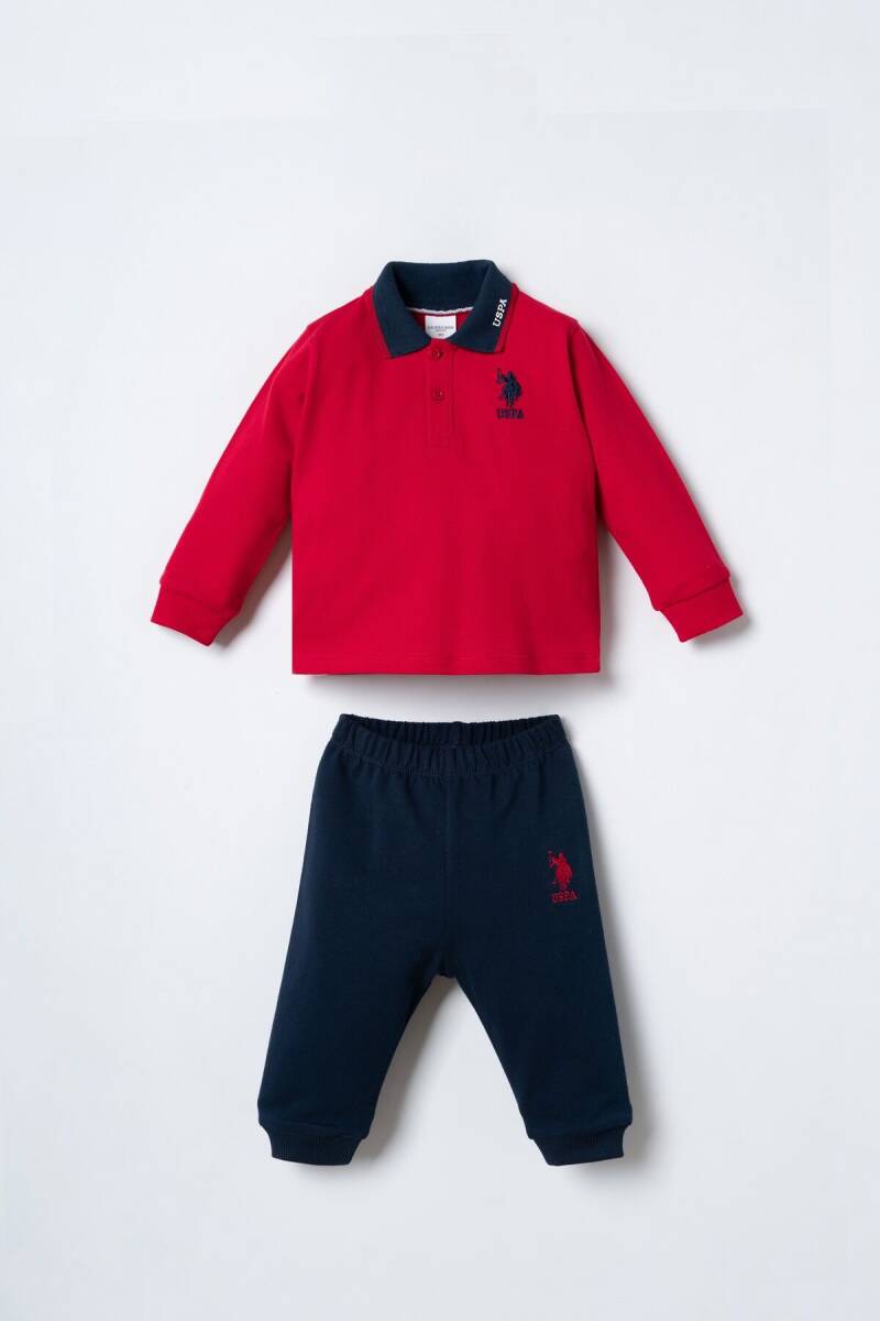 U.S. Polo Assn. Erkek Bebek %100 Pamuk Kırmızı Uzun Kol Pijama Takım USB3196-C-V3 - 1