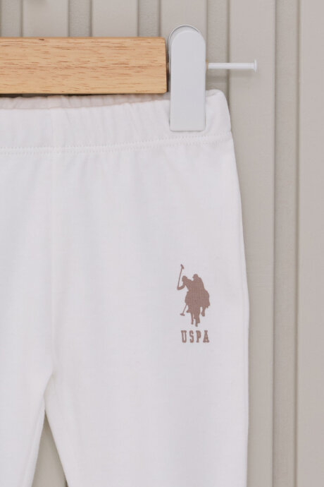 U.S. Polo Assn. Erkek Bebek Pamuklu Bisiklet Yaka Pigment Baskılı Kışlık Regular Fit Beyaz Bebek Takımı USB2023-C-V1 - 3