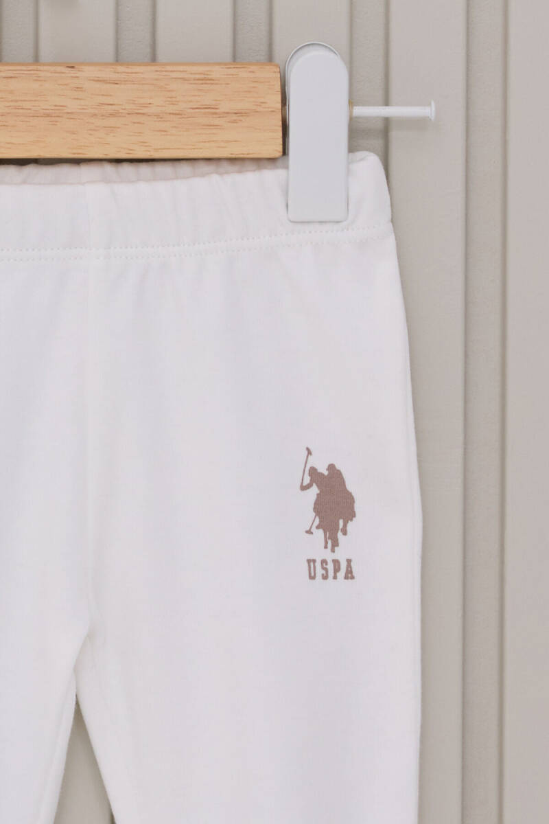 U.S. Polo Assn. Erkek Bebek Pamuklu Bisiklet Yaka Pigment Baskılı Kışlık Regular Fit Beyaz Bebek Takımı USB2023-C-V1 - 3