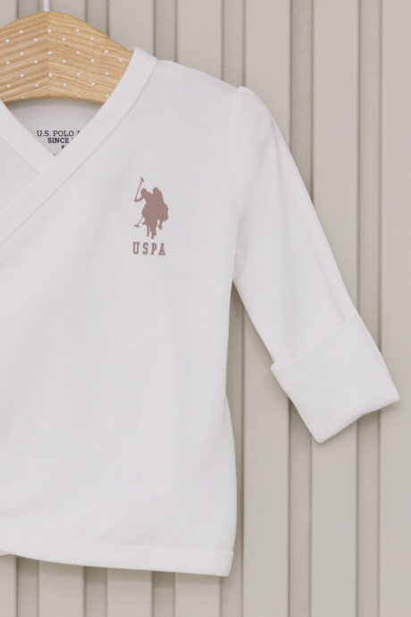 U.S. Polo Assn. Erkek Bebek Pamuklu Bisiklet Yaka Pigment Baskılı Kışlık Regular Fit Beyaz Hastane Çıkışı USB2022-C-V1 (1)