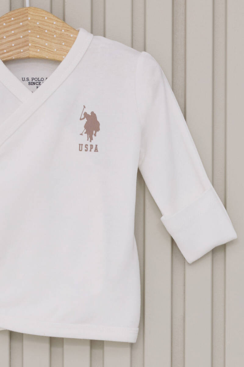 U.S. Polo Assn. Erkek Bebek Pamuklu Bisiklet Yaka Pigment Baskılı Kışlık Regular Fit Beyaz Hastane Çıkışı USB2022-C-V1 - 2