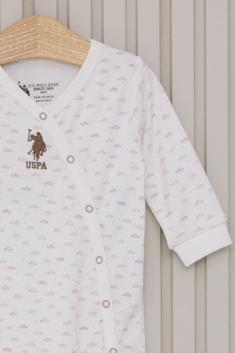 U.S. Polo Assn. Erkek Bebek Pamuklu Bisiklet Yaka Pigment Baskılı Kışlık Regular Fit Beyaz Tulum USB2024-C-V1 (1)