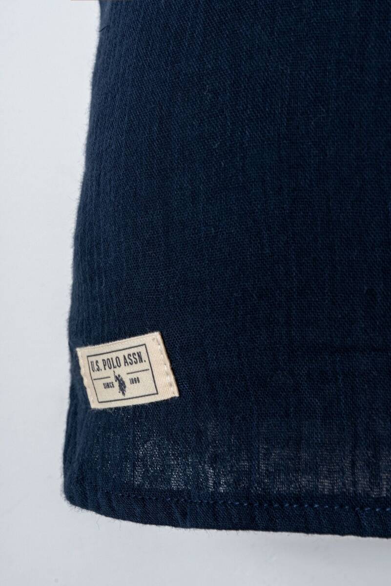 U.S. Polo Assn. Erkek Bebek %100 Pamuk Hakim Yaka Nakışlı Yazlık Regular Fit Lacivert Bebek Takımı USB2882-C-V1 - 3