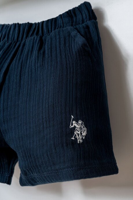 U.S. Polo Assn. Erkek Bebek %100 Pamuk Polo Yaka Nakışlı Yazlık Regular Fit Lacivert Bebek Takımı USB2884-C-V1 - 3