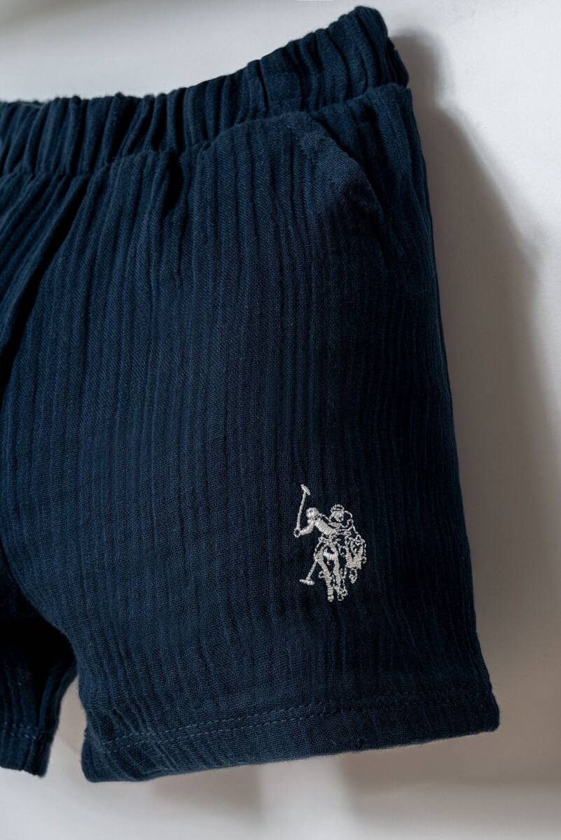 U.S. Polo Assn. Erkek Bebek %100 Pamuk Polo Yaka Nakışlı Yazlık Regular Fit Lacivert Bebek Takımı USB2884-C-V1 - 3