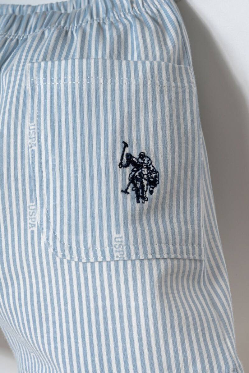 U.S. Polo Assn. Erkek Bebek %100 Pamuk Bisiklet Yaka Nakışlı Yazlık Regular Fit Lacivert Bebek Takımı USB2897-C-V1 - 3