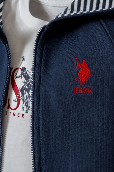 U.S. Polo Assn. Erkek Bebek Pamuklu Fermuarlı Yaka Nakışlı Yazlık Regular Fit Lacivert 3'Lü Bebek Takımı USB2909-C-V1 (1)