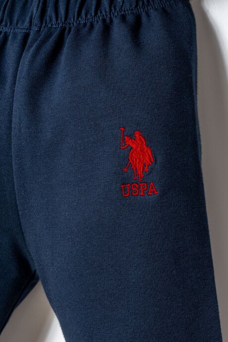 U.S. Polo Assn. Erkek Bebek Pamuklu Fermuarlı Yaka Nakışlı Yazlık Regular Fit Lacivert 3'Lü Bebek Takımı USB2909-C-V1 - 5