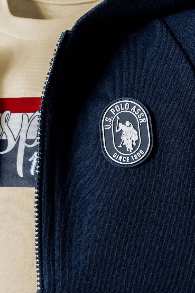 U.S. Polo Assn. Erkek Bebek Pamuklu Fermuarlı Yaka Nakışlı Yazlık Regular Fit Lacivert 3'Lü Bebek Takımı USB2872-C-V1 - 3