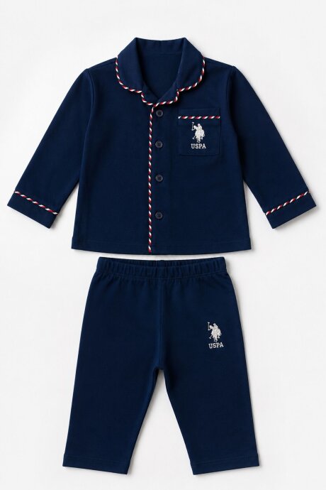 U.S. Polo Assn. Erkek Bebek %100 Pamuk Lacivert Gömlek Pijama Takımı USB3198-C-V1 - 1