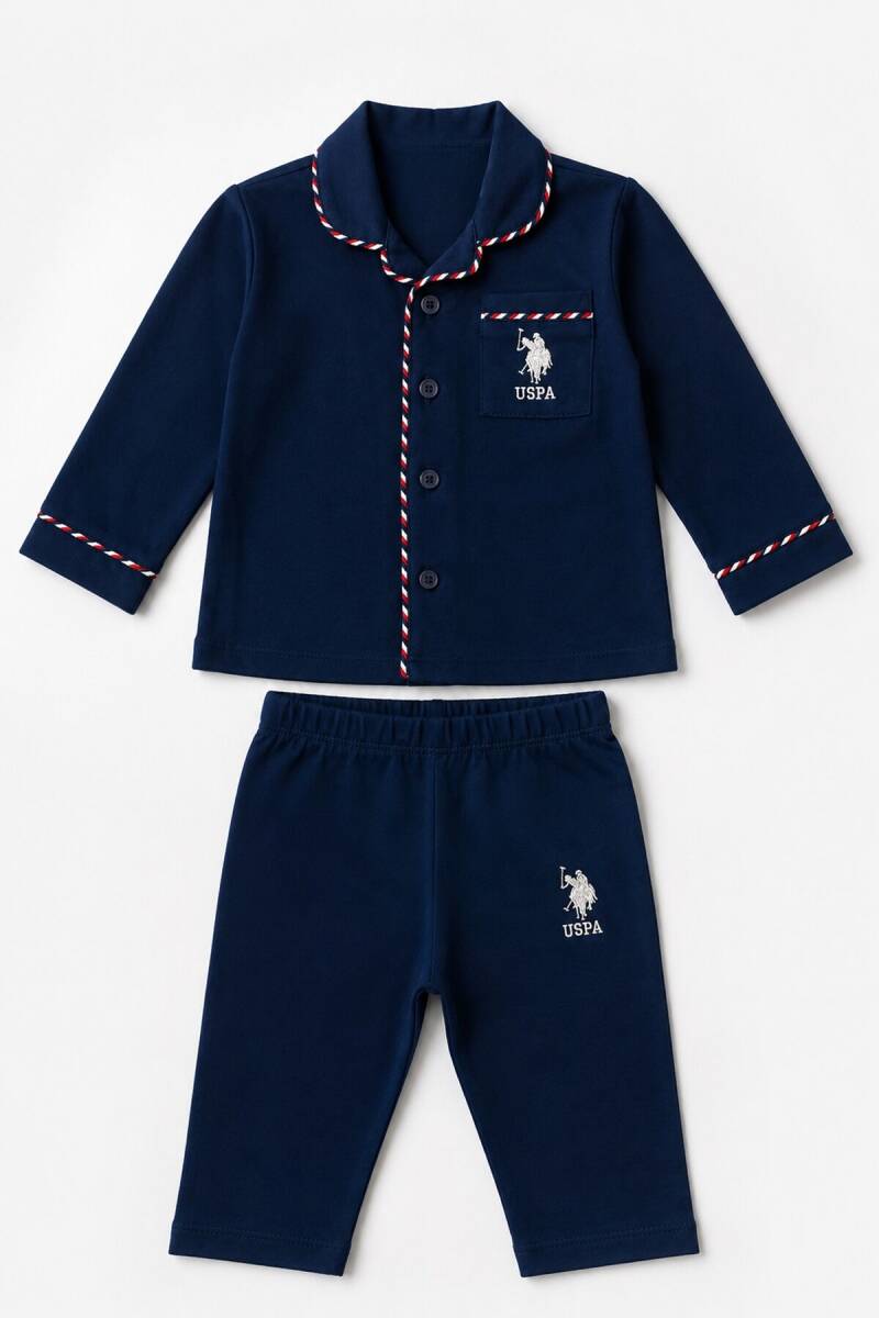 U.S. Polo Assn. Erkek Bebek %100 Pamuk Lacivert Gömlek Pijama Takımı USB3198-C-V1 - 1