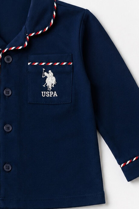 U.S. Polo Assn. Erkek Bebek %100 Pamuk Lacivert Gömlek Pijama Takımı USB3198-C-V1 - 2