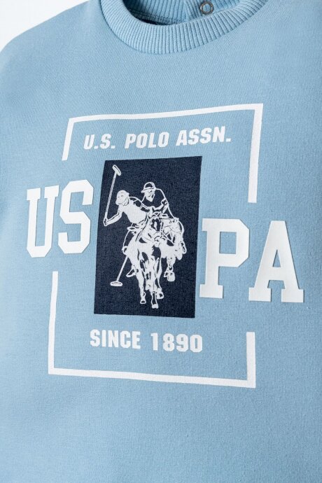 U.S. Polo Assn. Erkek Bebek Bisiklet Yaka Nakışlı Yazlık Regular Fit Mavi Bebek Takımı USB2868-C-V2 (1)