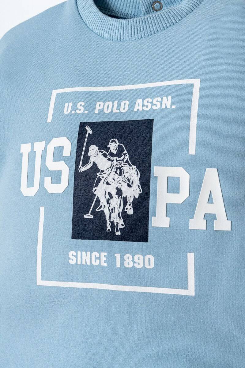 U.S. Polo Assn. Erkek Bebek Pamuklu Bisiklet Yaka Nakışlı Yazlık Regular Fit Mavi Bebek Takımı USB2868-C-V2 - 2