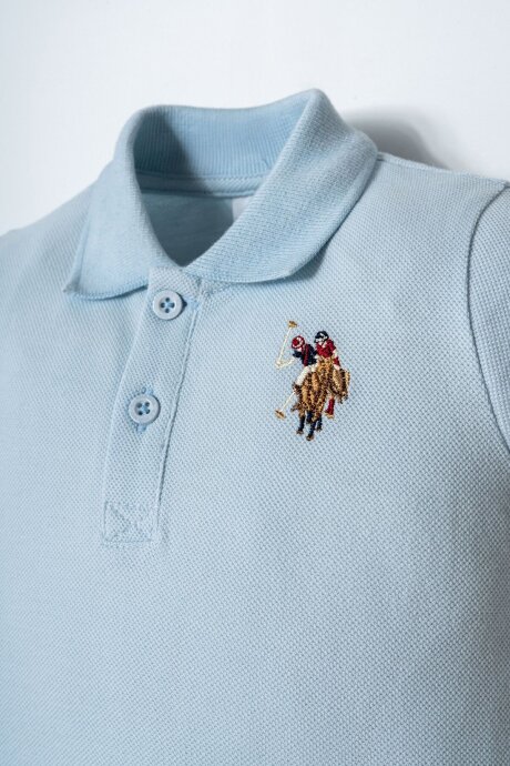 U.S. Polo Assn. Erkek Bebek Polo Yaka Nakışlı Yazlık Regular Fit Mavi Bebek Takımı USB2885-C-V4 (1)