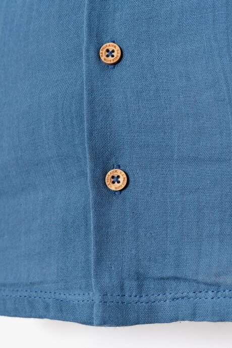 U.S. Polo Assn. Erkek Bebek %100 Pamuk Gömlek Yaka Nakışlı Yazlık Regular Fit Mavi Pijama Takımı USB2947-C-V1 - 5