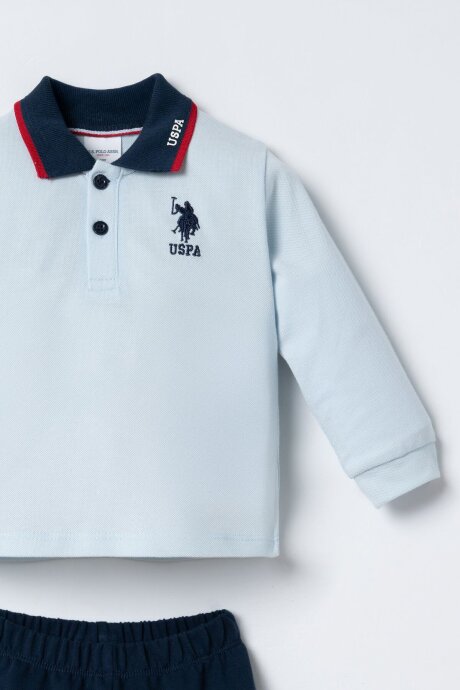 U.S. Polo Assn. Erkek Bebek %100 Pamuk Mavi Uzun Kol Pijama Takım USB3196-C-V1 (1)