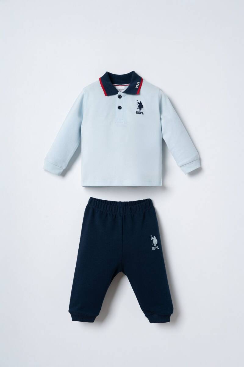 U.S. Polo Assn. Erkek Bebek %100 Pamuk Mavi Uzun Kol Pijama Takım USB3196-C-V1 - 1