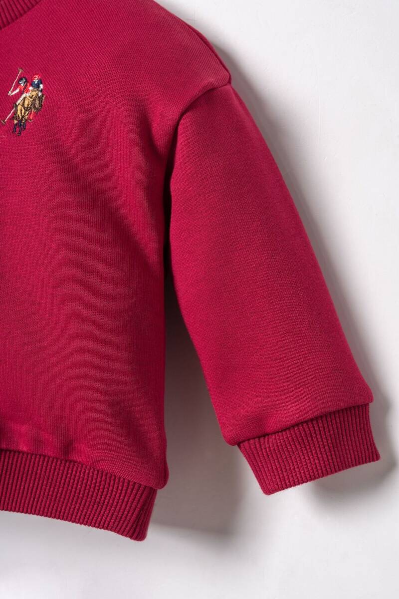 U.S. Polo Assn. Erkek Bebek Nakışlı Bordo Uzun Kol Pijama Takım USB3170-C-V1 - 5