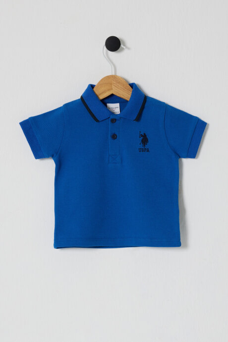 U.S. Polo Assn. Erkek Bebek Pamuklu Polo Yaka Pigment Baskılı Yazlık Regular Fit Mavi T-Shirt USB2511-C-V4