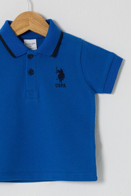 U.S. Polo Assn. Erkek Bebek Pamuklu Polo Yaka Pigment Baskılı Yazlık Regular Fit Mavi T-Shirt USB2511-C-V4 (1)