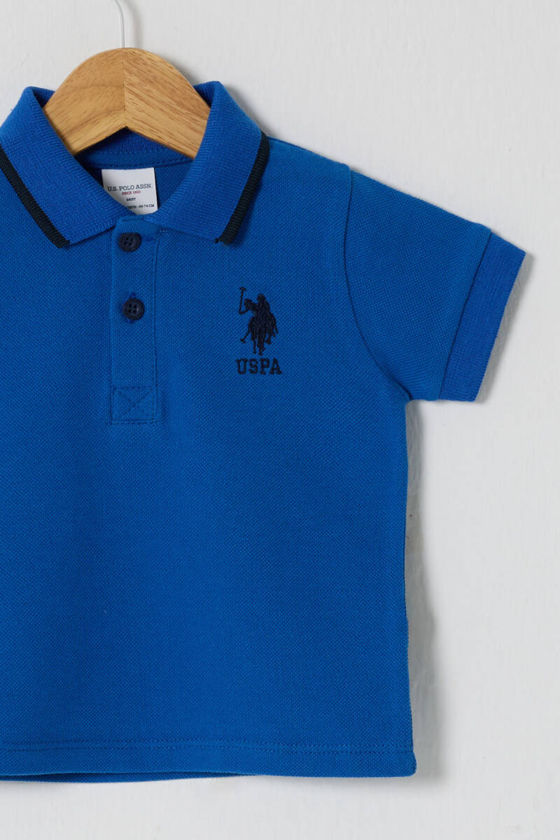 U.S. Polo Assn. Erkek Bebek Pamuklu Polo Yaka Pigment Baskılı Yazlık Regular Fit Mavi T-Shirt USB2511-C-V4 - 2