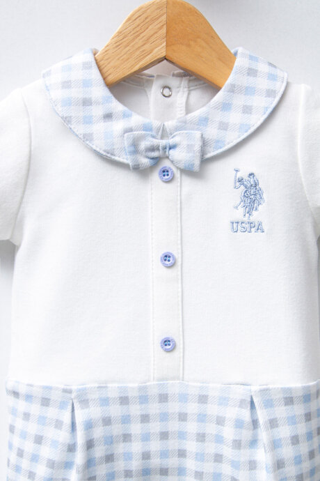 U.S. Polo Assn. Erkek Bebek Pamuklu Bebe Yaka Pigment Baskılı Yazlık Regular Fit Beyaz Tulum USB2261-C-V1 (1)