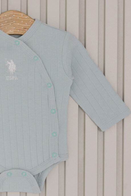 U.S. Polo Assn. Erkek Bebek Pamuklu Bisiklet Yaka Pigment Baskılı Kışlık Regular Fit Yeşil Bebek Takımı USB2072-C-V2 (1)